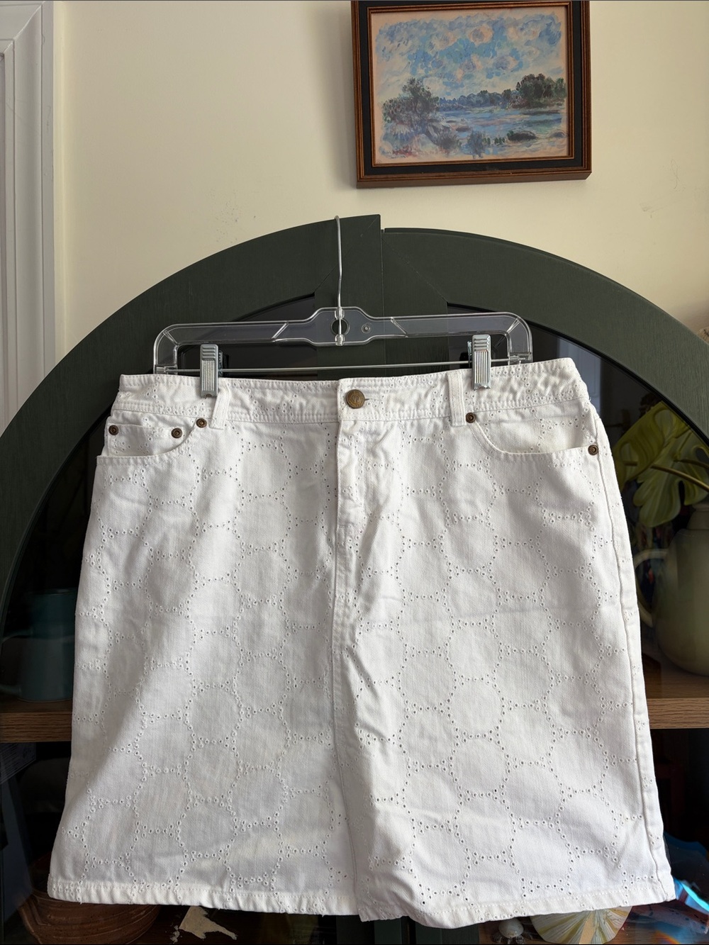 White label vintage Lilly Pulitzer White Eyelet Denim Piece with Branded Button